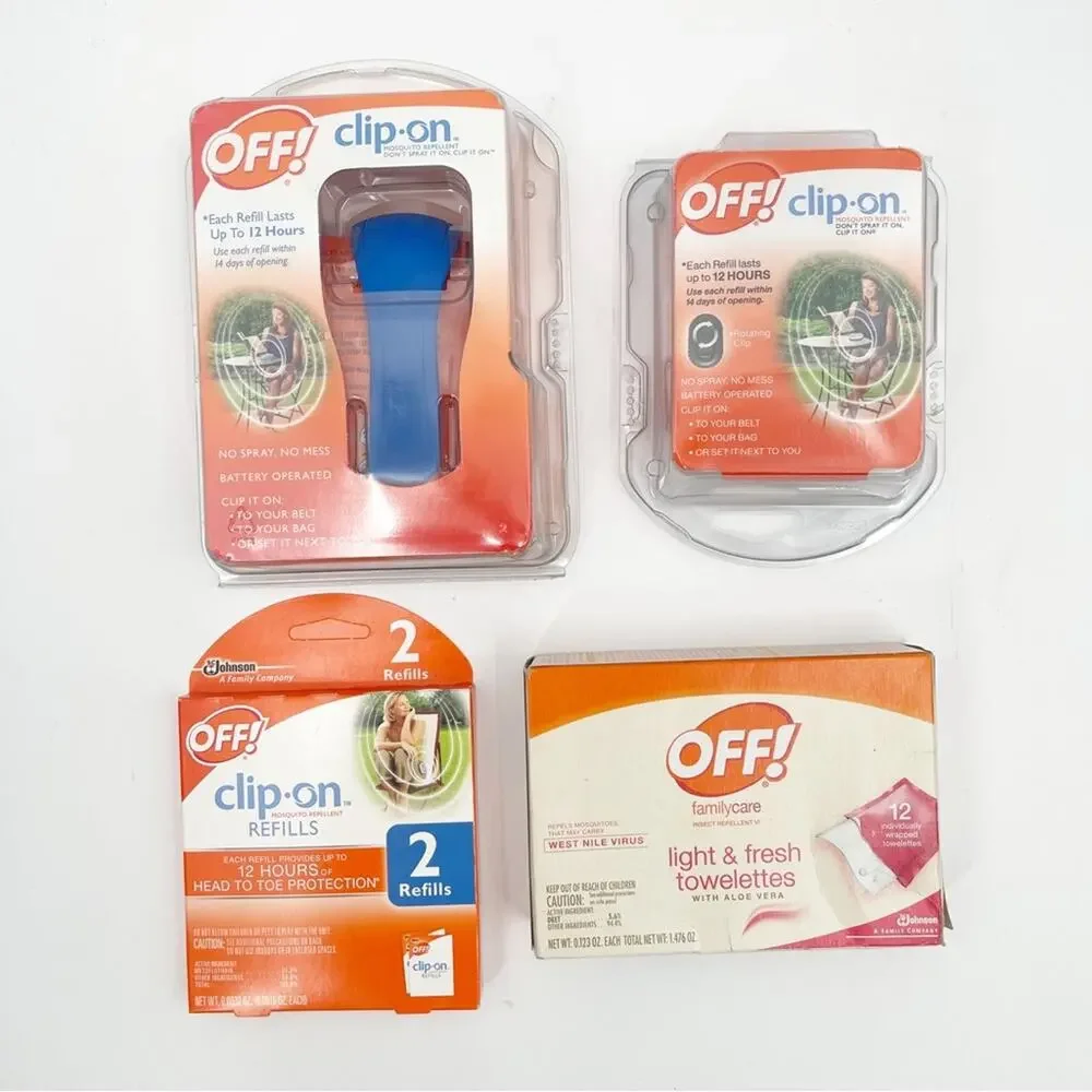 OFF! CLIP-ON Mosquito Repellent Fan Starter Circulating Kit Refills Towelettes
